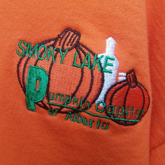 Vintage Smoky Lake Pumpkin Festival Hoodie Medium US M Full Zip Alberta Smokey - Picture 8 of 9